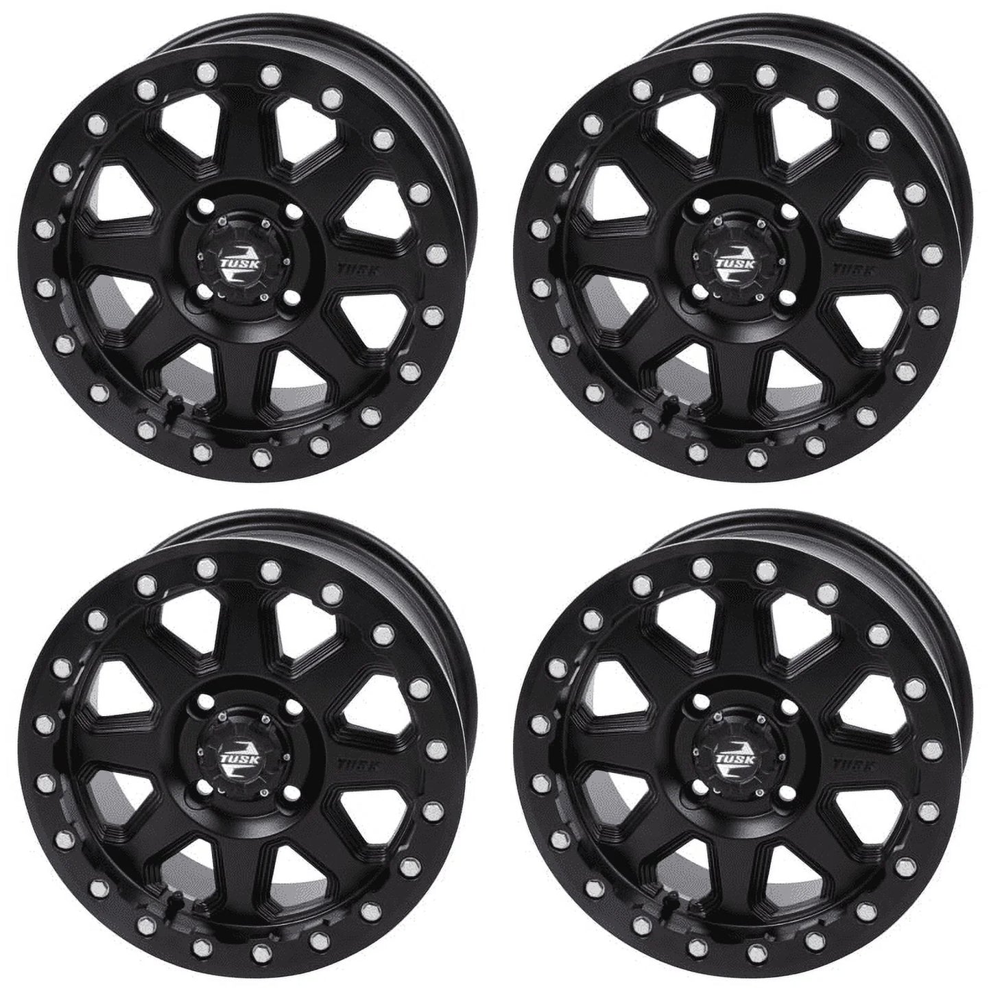 (4 Pack) 4/137 Tusk Uinta Beadlock Wheel 15X7 4.0 + 3.0 Matte Dark For Can-Am Edge Hd10 Pro Xt 2020-2023