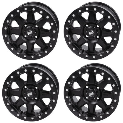 (4 Pack) 4/137 Tusk Uinta Beadlock Wheel 15X7 4.0 + 3.0 Matte Dark For Can-Am Edge Hd10 Pro Xt 2020-2023