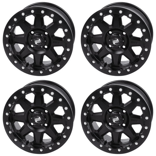 (4 Pack) 4/137 Tusk Uinta Beadlock Wheel 15X7 4.0 + 3.0 Matte Dark For Can-Am Edge Hd10 Pro Xt 2020-2023