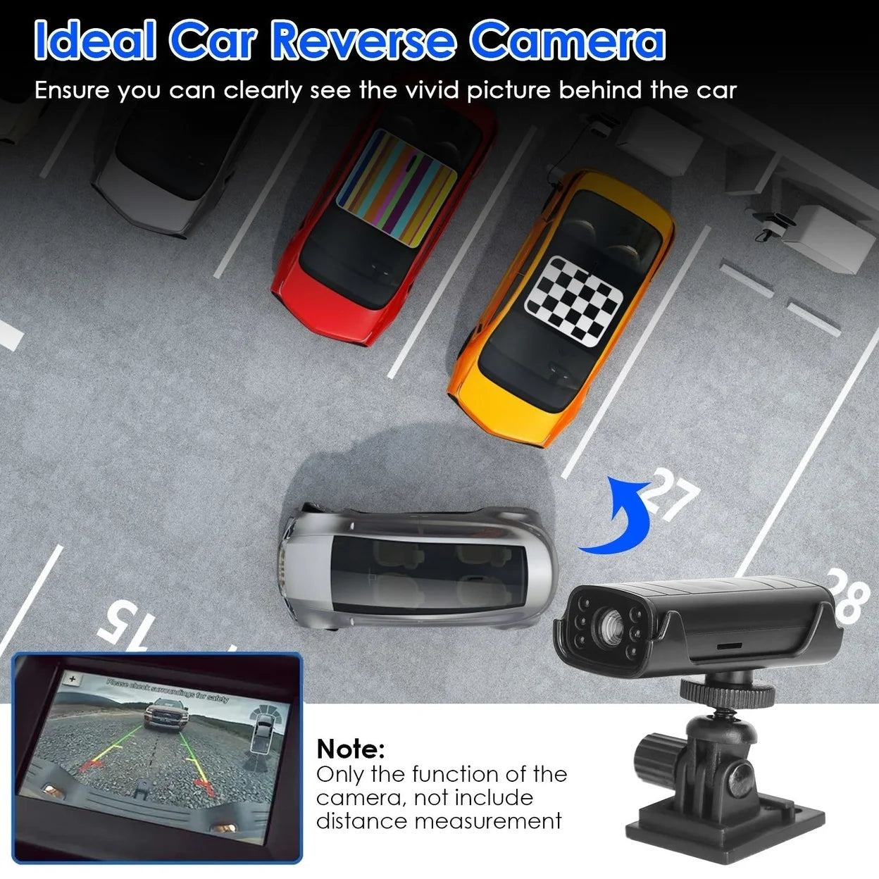 Wireless Camera Reverse Hitch Guide Camera Vehicle Backup Rechargeable Camera with Flexible Adhesive Base Night Vision