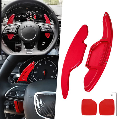 Xotic Tech Steering Wheel Paddle Shifter Cover Trim, CNC Aluminum Alloy, Compatible With Audi A3 A4 A5 A6 A7 A8 S3 S4 S5 S6 S7 S8 RS3 RS6 Q3 Q5 SQ5 Q7 (Red)