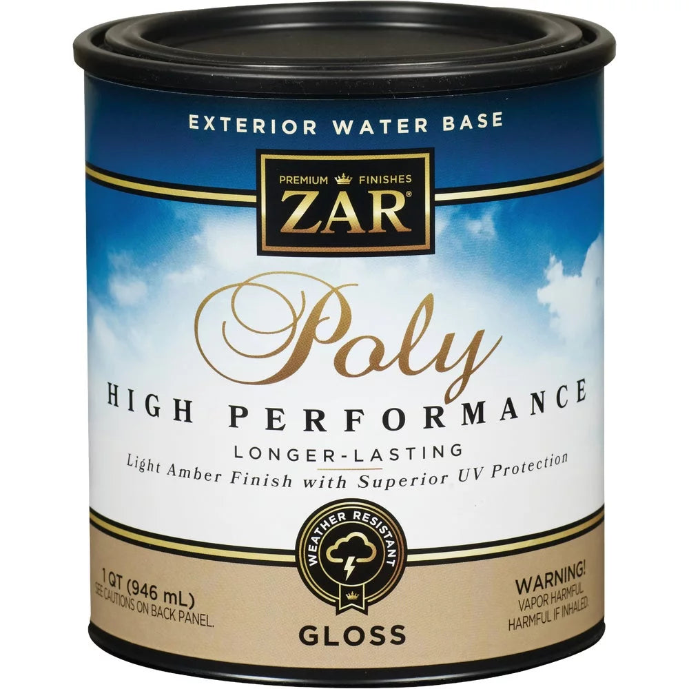 1 PK, ZAR Gloss Clear Water Based Exterior Polyurethane, 1 Qt.