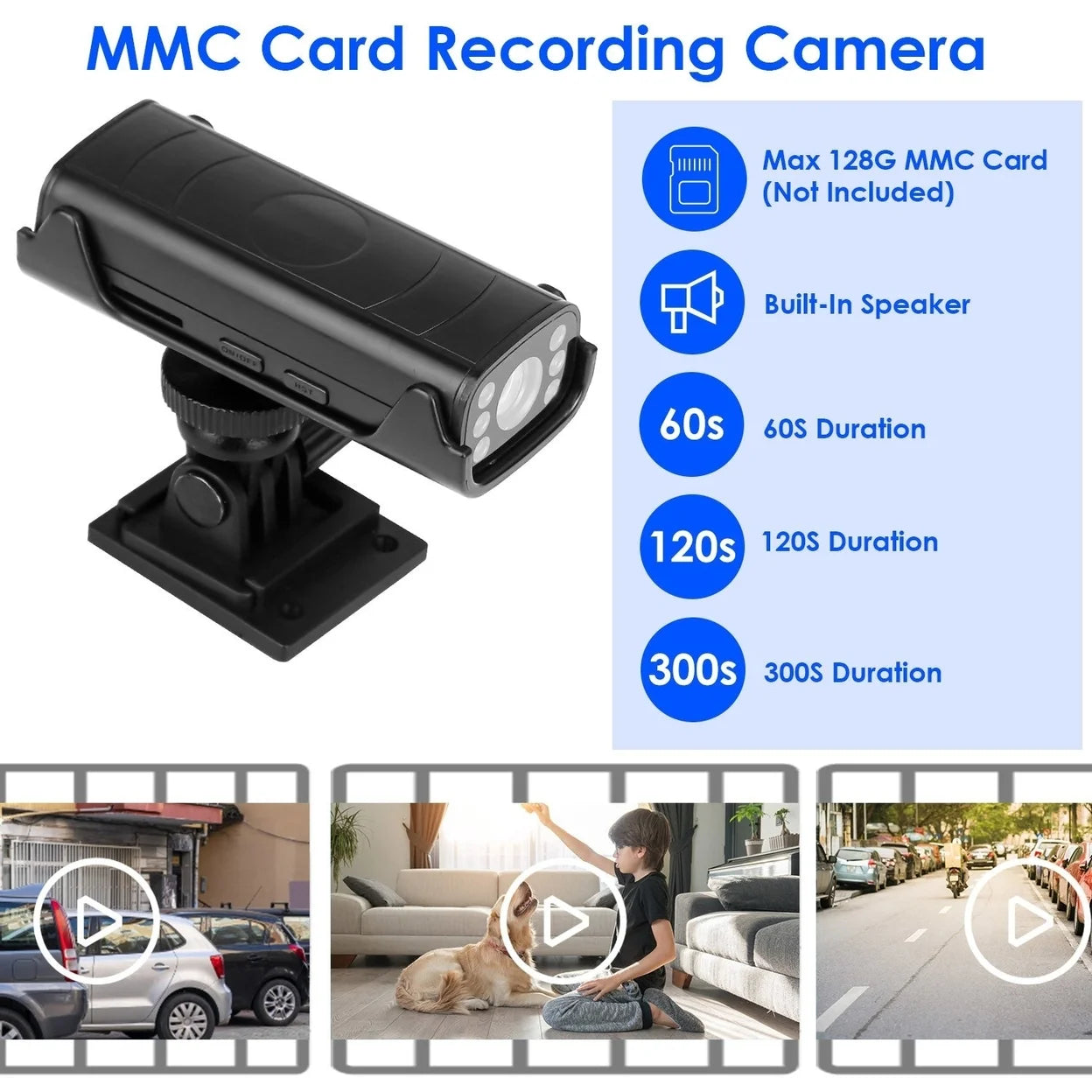 Wireless Camera Reverse Hitch Guide Camera Vehicle Backup Rechargeable Camera with Flexible Adhesive Base Night Vision