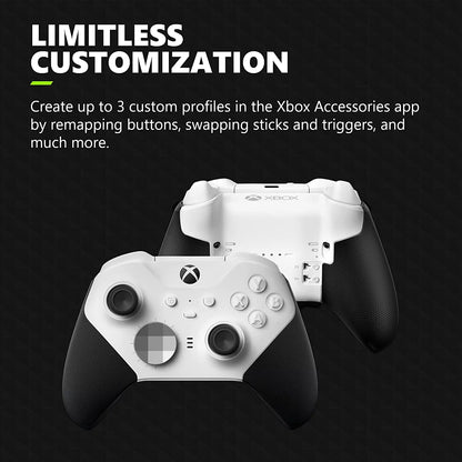 Xbox Elite Series 2 Wireless Gaming Controller White For Xbox Console With Dark Gaming Buds + Cleaning Kit BOLT AXTION Bundle Like New