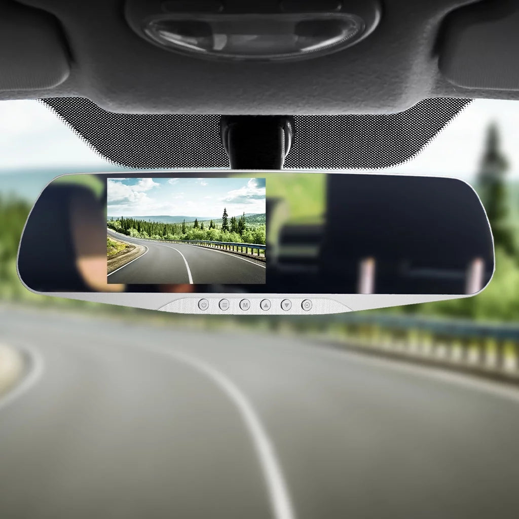 YADA Mirror Roadcam 1080P FHD Dash Cam and Rear View Mirror 2-in-1, 4.5" LCD Screen, Mounts onto Existing Rear-View Mirror, Silver