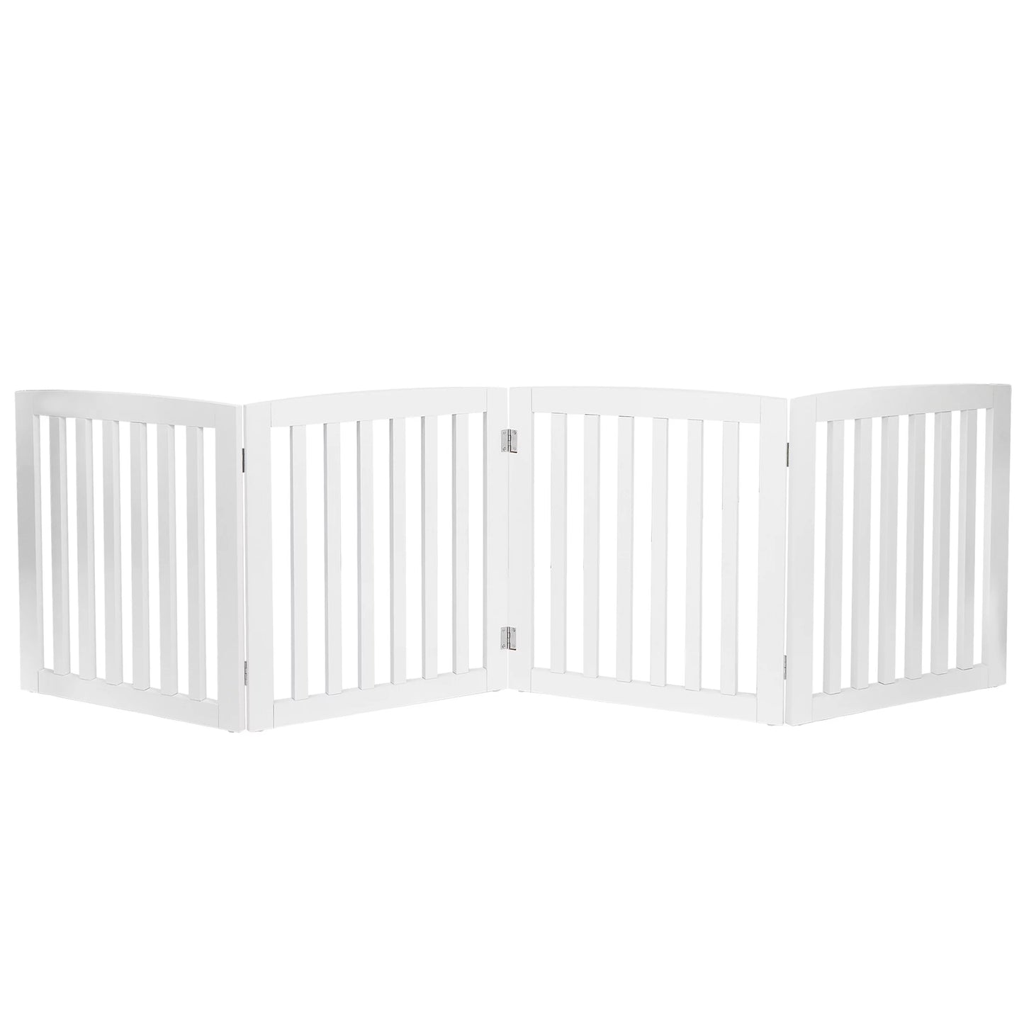 ZENY 4 Panels Foldable Pet Gate Entryway Dog Fence MDF Frame with 8 Protectors, White