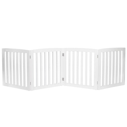 ZENY 4 Panels Foldable Pet Gate Entryway Dog Fence MDF Frame with 8 Protectors, White