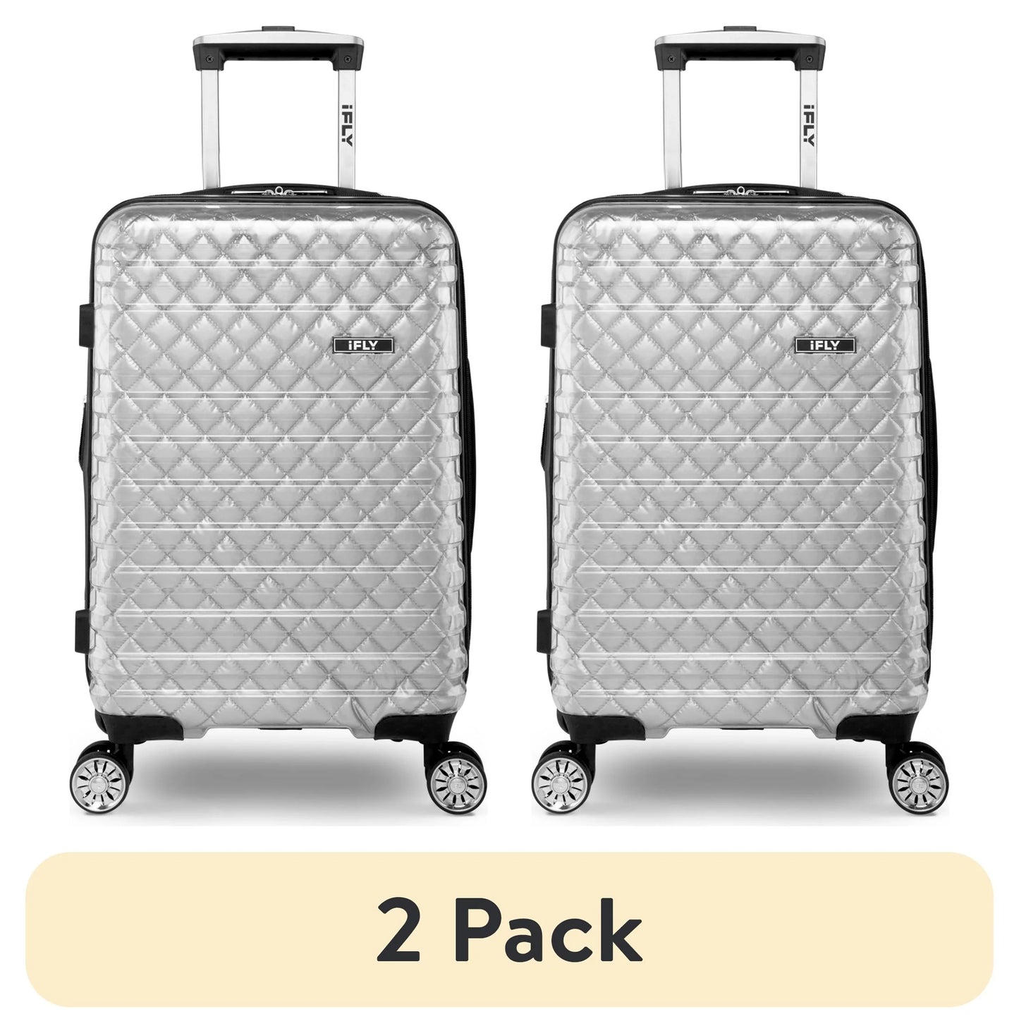 (2 pack) iFLY Hardside Spectre Versus Clear Carry-On Lugagge, 20", Silver