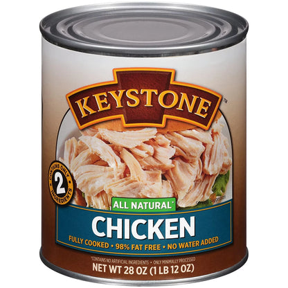 (12 Pack) Keystone All Natural Chicken 28 oz Can Emergency Survival Food For Camping Hiking and Backpacking Ready to Eat- Pack of 12 Cans