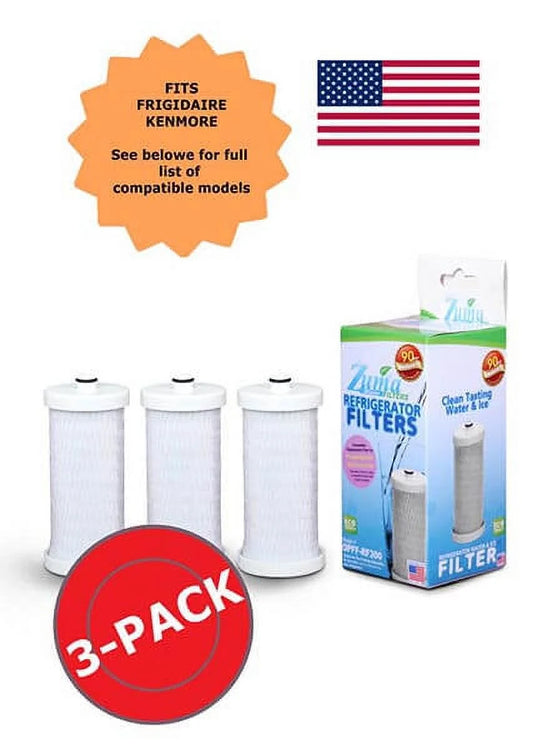 ZUMA Brand , Water and Ice Filter , Model # OPFF-RF300 , Compatible with Frigidaire® RF-100 - 3 Pack - Made in U.S.A.