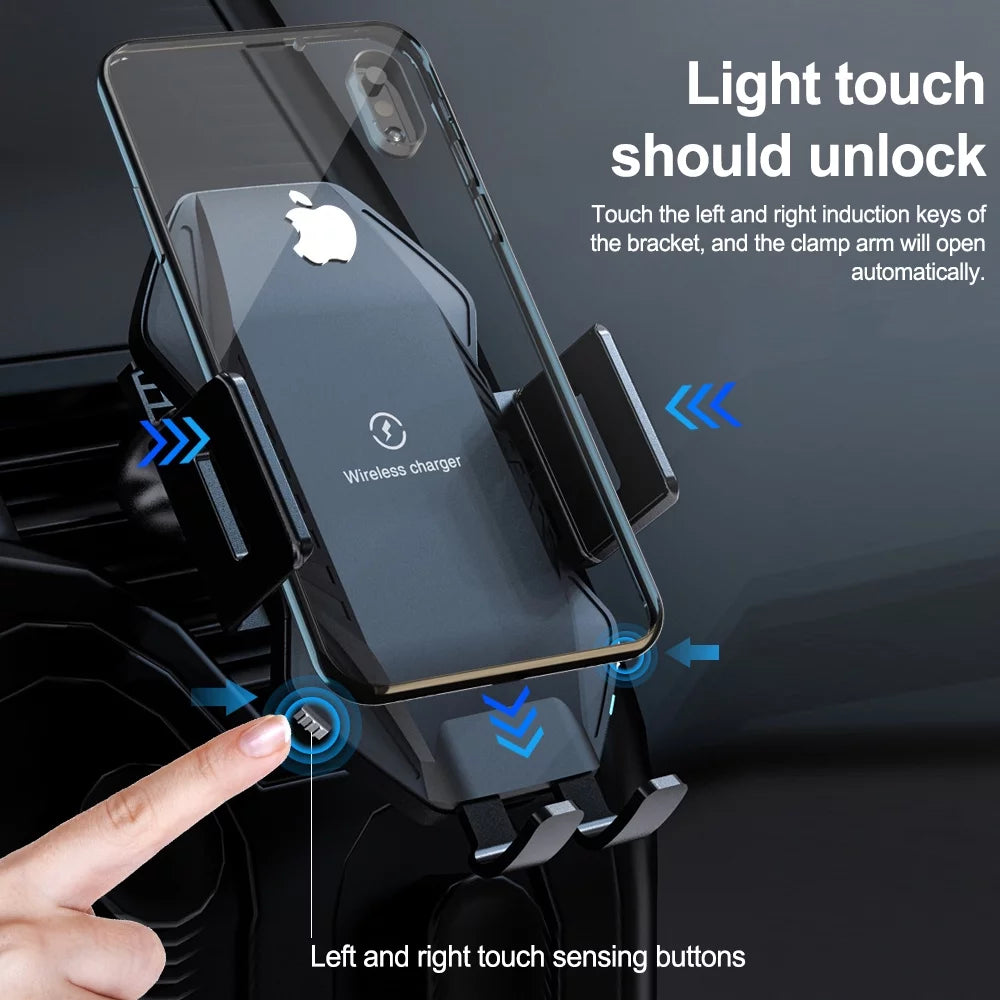 Wireless Car Charger, Saoqi 10W Smart Sensor Auto Clamping Air Vent Dashboard Windshield Car Phone Holder Mount, Compatible for iPhone, , Google, LG, etc