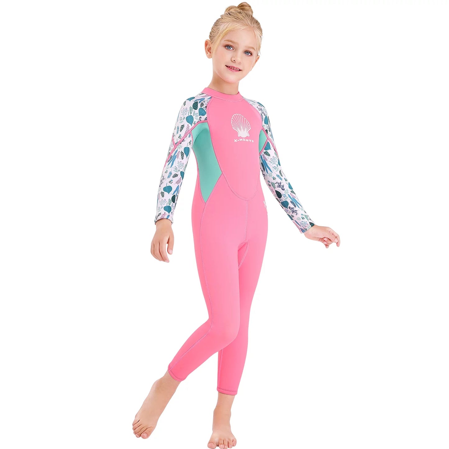 X-MANTA Wetsuit for Girls - Quick Dry One Piece Surf Suit - Long Sleeve Diving Swimsuit with Back Zipper