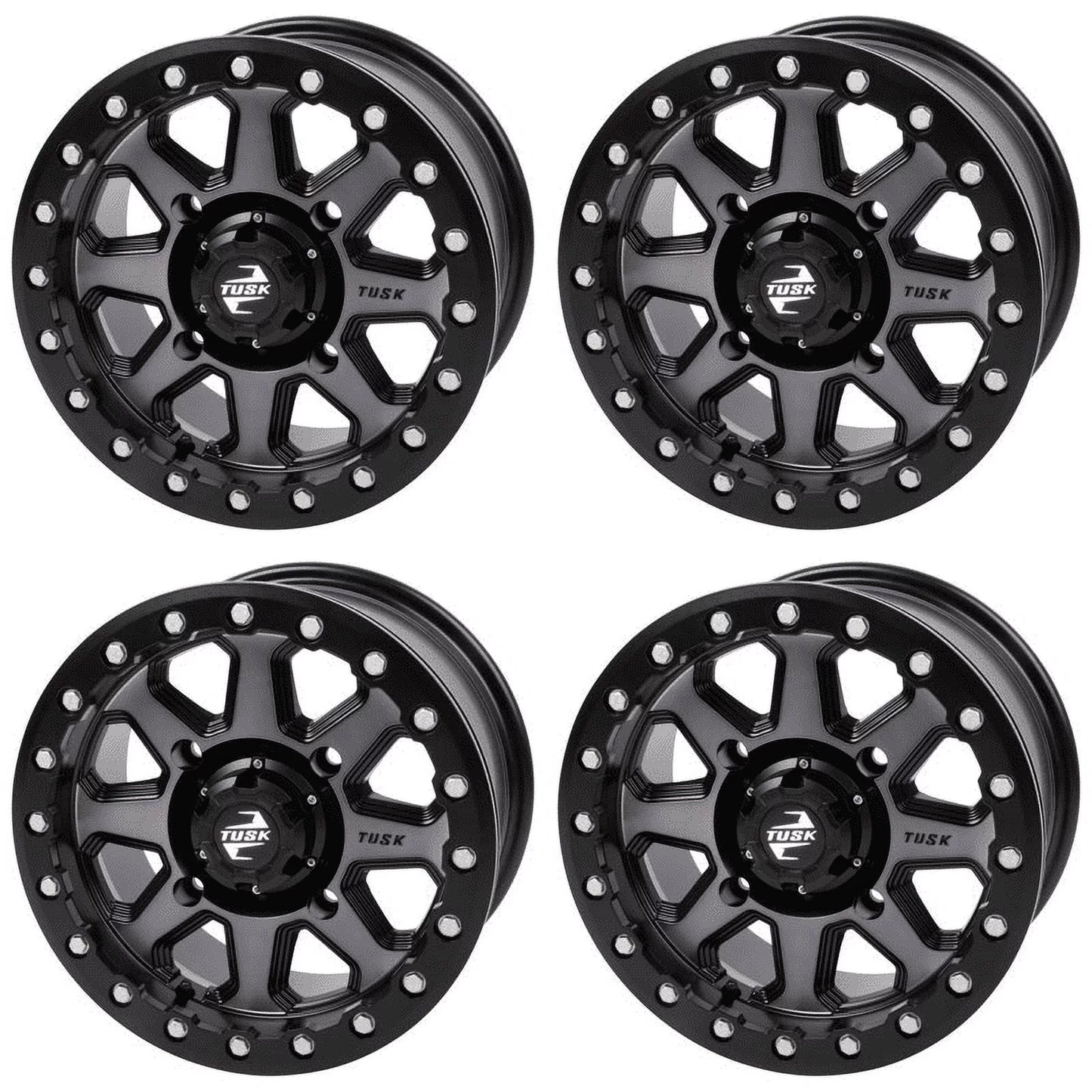 (4 Pack) 4/137 Tusk Uinta Beadlock Wheel 15X7 6.0 + 1.0 Dark For Can-Am Edge Hd10 Pro Dps 2020-2023