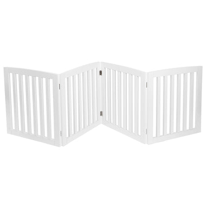 ZENY 4 Panels Foldable Pet Gate Entryway Dog Fence MDF Frame with 8 Protectors, White