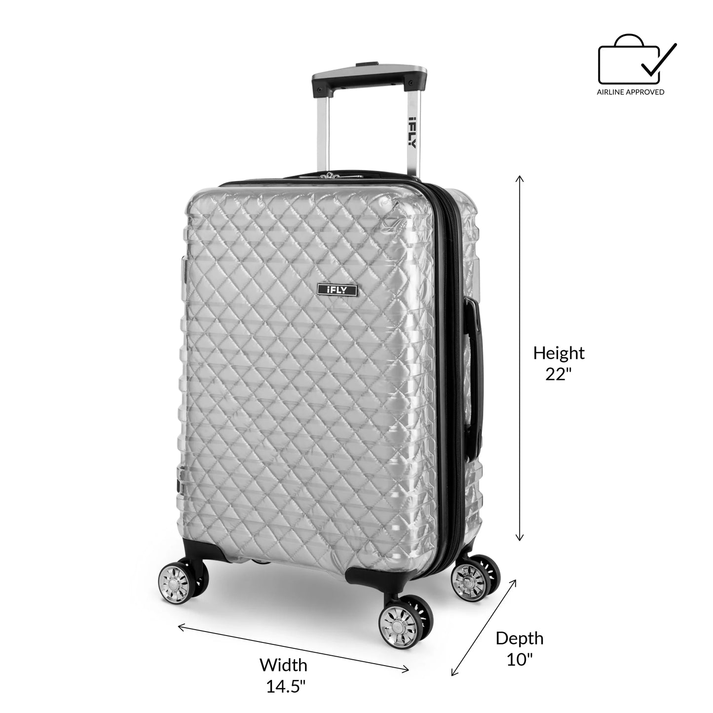 (2 pack) iFLY Hardside Spectre Versus Clear Carry-On Lugagge, 20", Silver