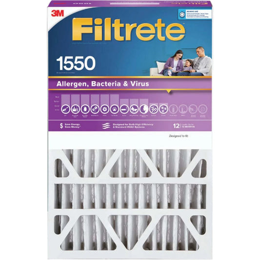 1 PK, Filtrete 16 In. x 25 In. x 4 In. Allergen, Bacteria & Virus 1550 MPR Deep Pleat Furnace Filter