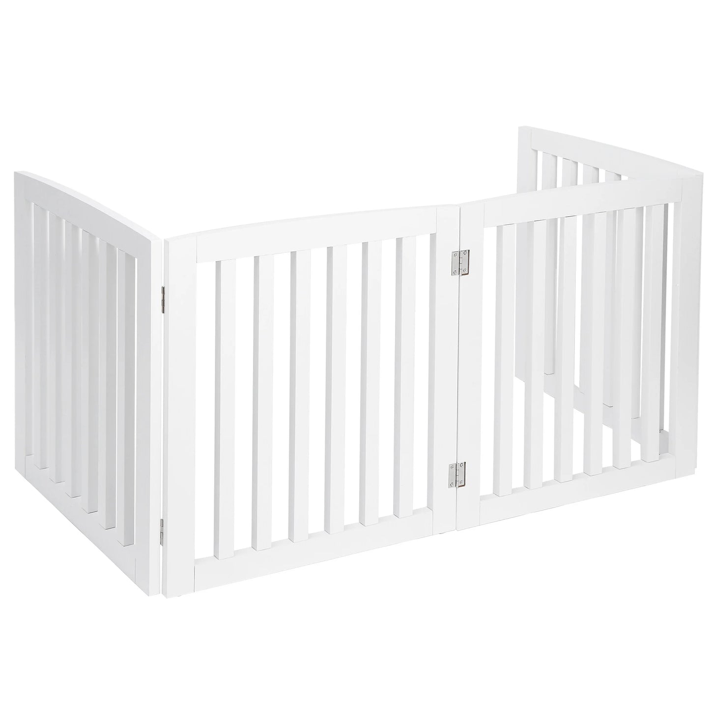 ZENY 4 Panels Foldable Pet Gate Entryway Dog Fence MDF Frame with 8 Protectors, White