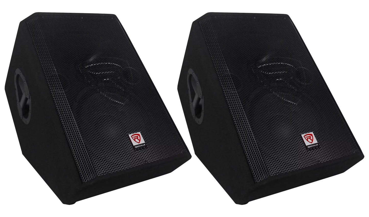 (2) Rockville RSM12P 12" 1000 Watt 2-Way Passive Stage Floor Monitor Speakers