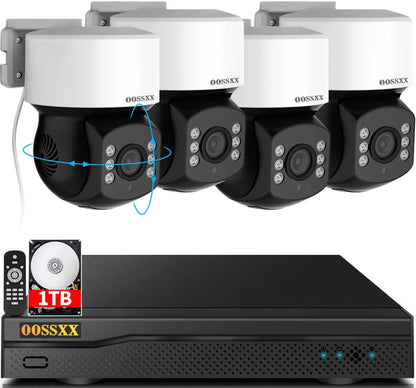 (360° PTZ Digital Zoom) Wired Security Camera System Outdoor Home Video Surveillance Cameras CCTV Camera Security System Outside Surveillance Video Gentlemen Indoor