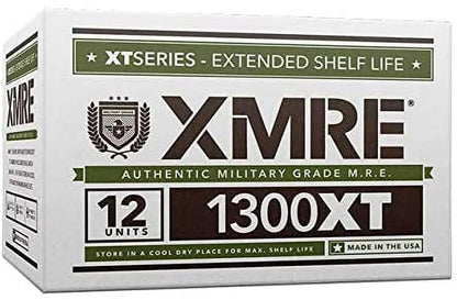 XMRE 1300XT Freshly Packed in the Past 60 Days MRE Meals Ready to Eat. 12 Meals per Case. Includes Individuals of Delicious Entrees, Side Dishes, Beverage Mix, Military Style 1300 Calories.