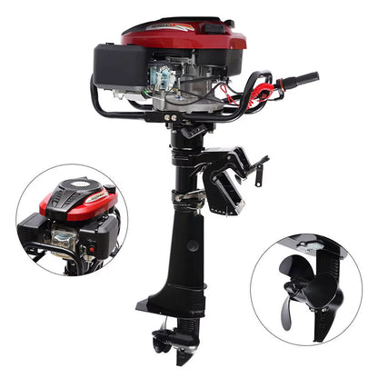 Wuzstar 4-Stroke 7 HP Outboard Motor Fishing Boat Yacht Engine Motor Air Cooling 196CC