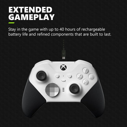 Xbox Elite Series 2 Wireless Gaming Controller White For Xbox Console With Dark Gaming Buds + Cleaning Kit BOLT AXTION Bundle Like New