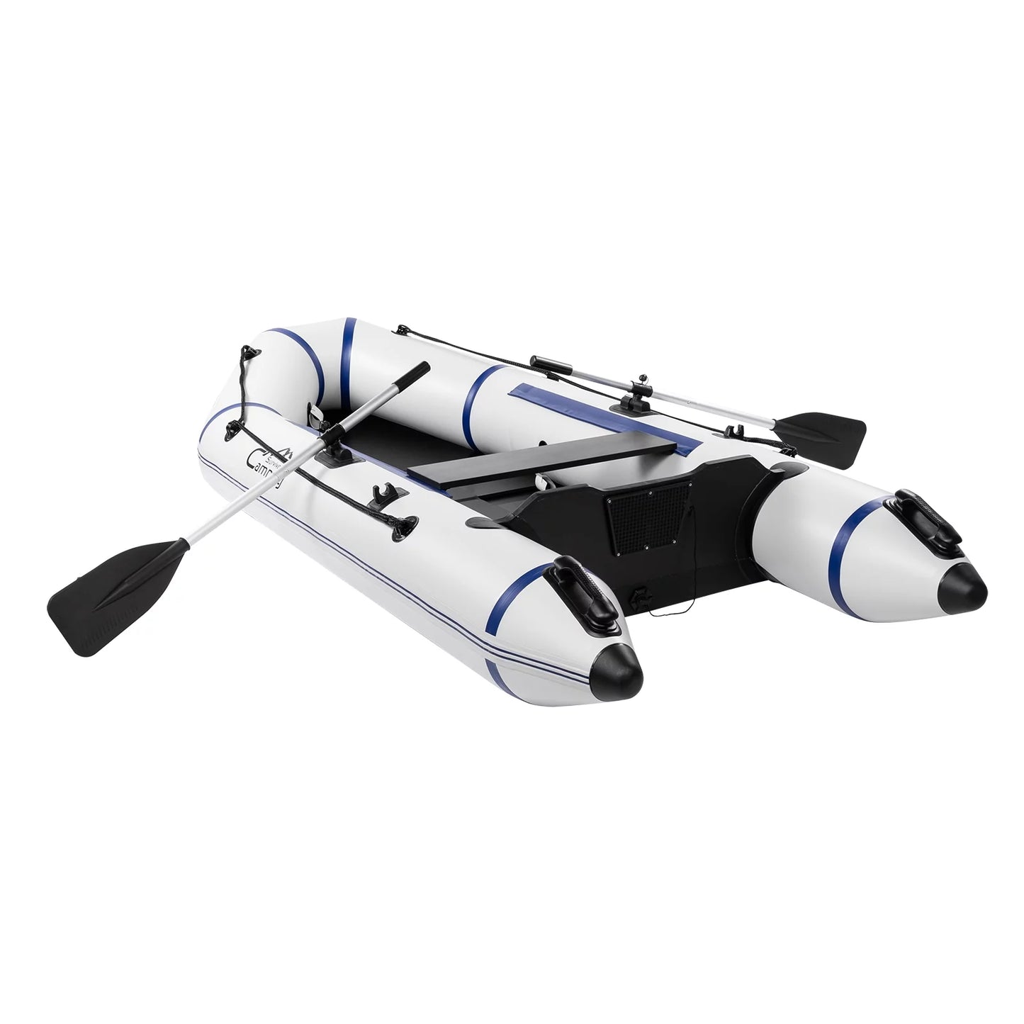 Zimtown 7.5 ft Adult Inflatable Fishing Boat, with Oars and Pump, Gray/White