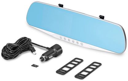 YADA Mirror Roadcam 1080P FHD Dash Cam and Rear View Mirror 2-in-1, 4.5" LCD Screen, Mounts onto Existing Rear-View Mirror, Silver