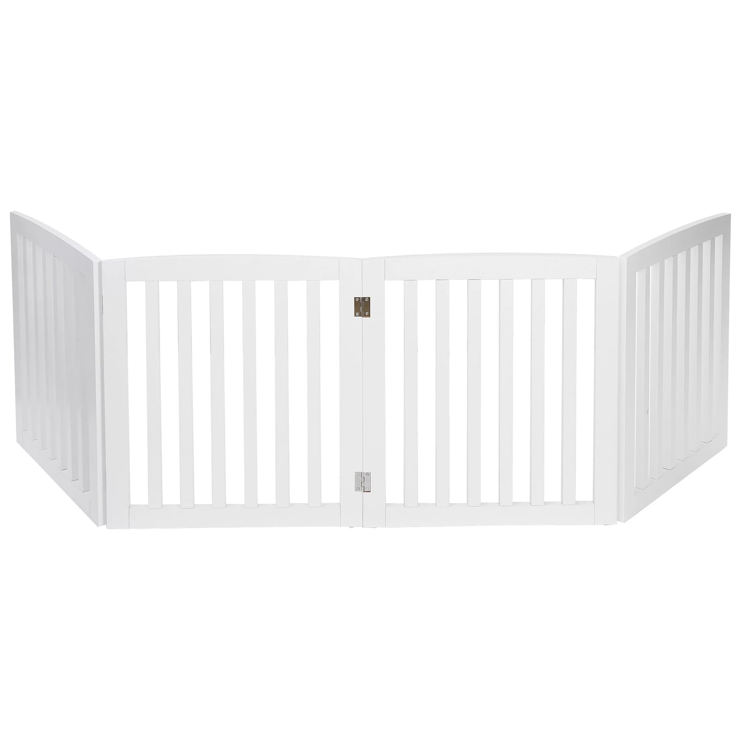 ZENY 4 Panels Foldable Pet Gate Entryway Dog Fence MDF Frame with 8 Protectors, White