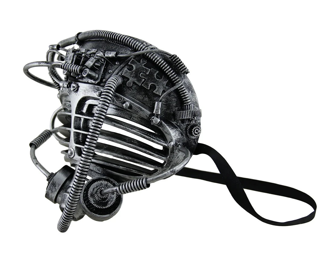 Zeckos Steampunk Submarine Diver Metallic Finish Full Face Mask - Silver