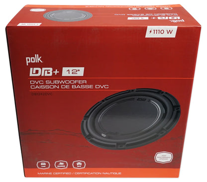 (2) Polk Audio DB1242DVC 12” 2220 Watt Car Subwoofers+Sealed Sub Box Enclosure