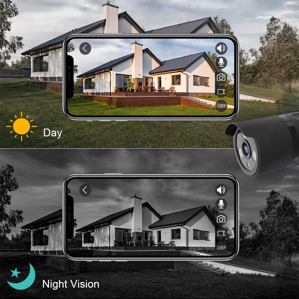 Wireless Security Camera, Netvue Outdoor WiFi Security Camera with Motion Detection Weatherproof Night Midnight