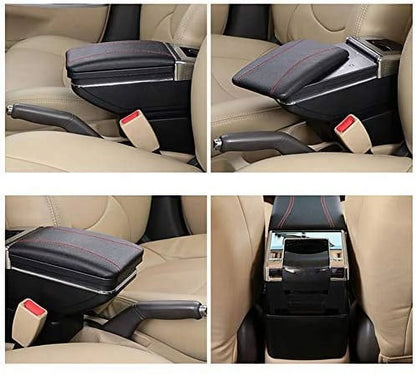 WUZSTAR Automotive Rotatable Ebony Armrest Console Storage Box Leather Cup Holder Storage Case