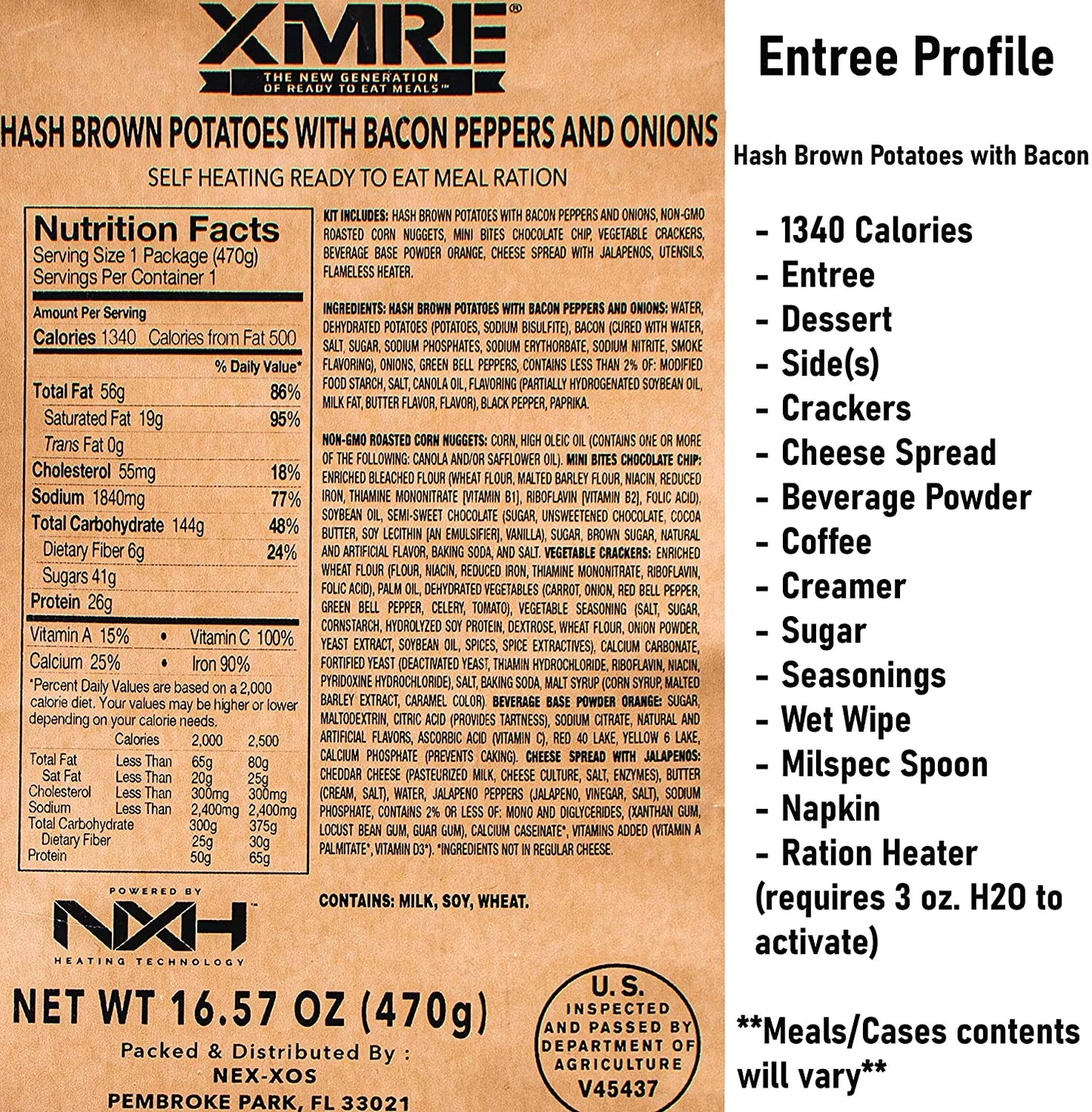 XMRE 1300XT Freshly Packed in the Past 60 Days MRE Meals Ready to Eat. 12 Meals per Case. Includes Individuals of Delicious Entrees, Side Dishes, Beverage Mix, Military Style 1300 Calories.