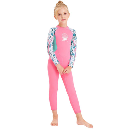 X-MANTA Wetsuit for Girls - Quick Dry One Piece Surf Suit - Long Sleeve Diving Swimsuit with Back Zipper