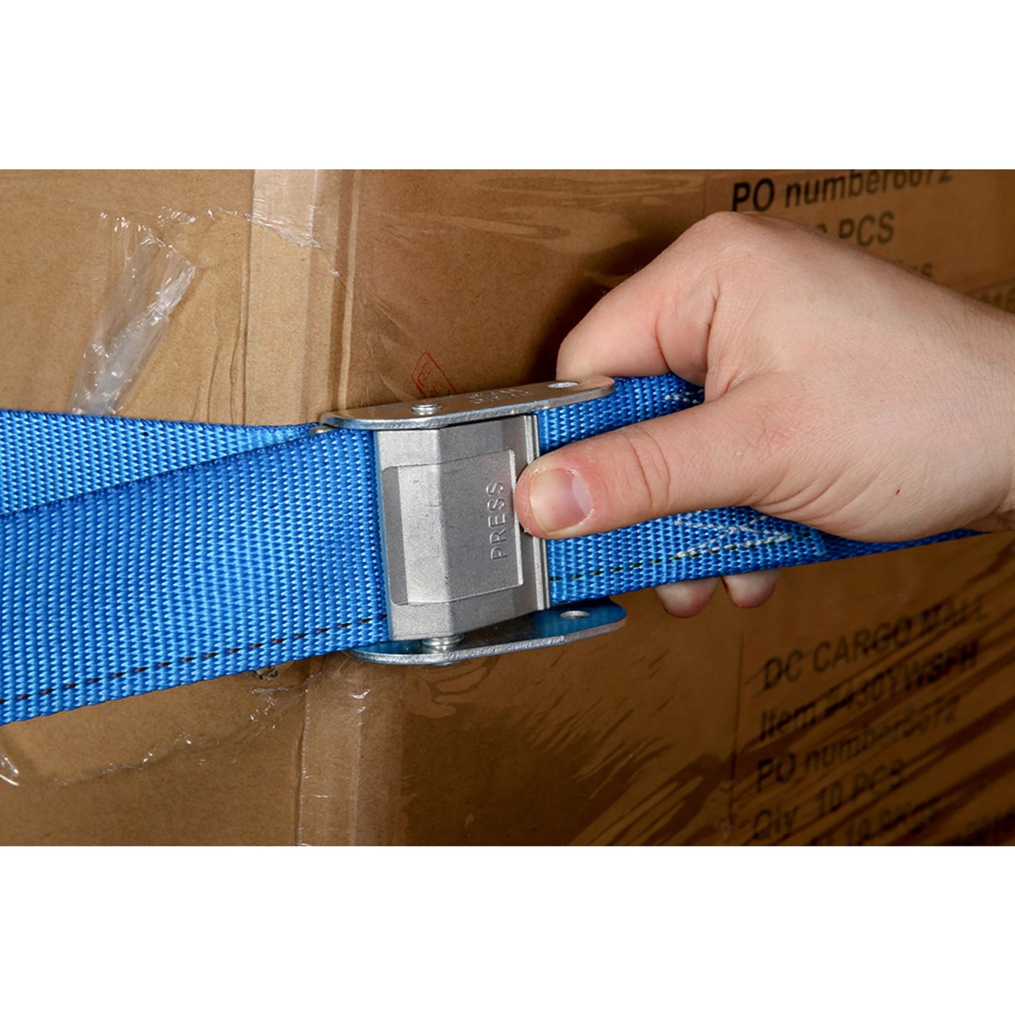 "TEN 2"" x 20' E Track Cam Straps, Durable Cam Buckle Strap Cargo TieDowns, Heavy Duty Blue Polyester Tie-Downs, ETrack Spring Fittings, Tie Down Motorcycles, Trailer Loads, by DC Cargo Mall"