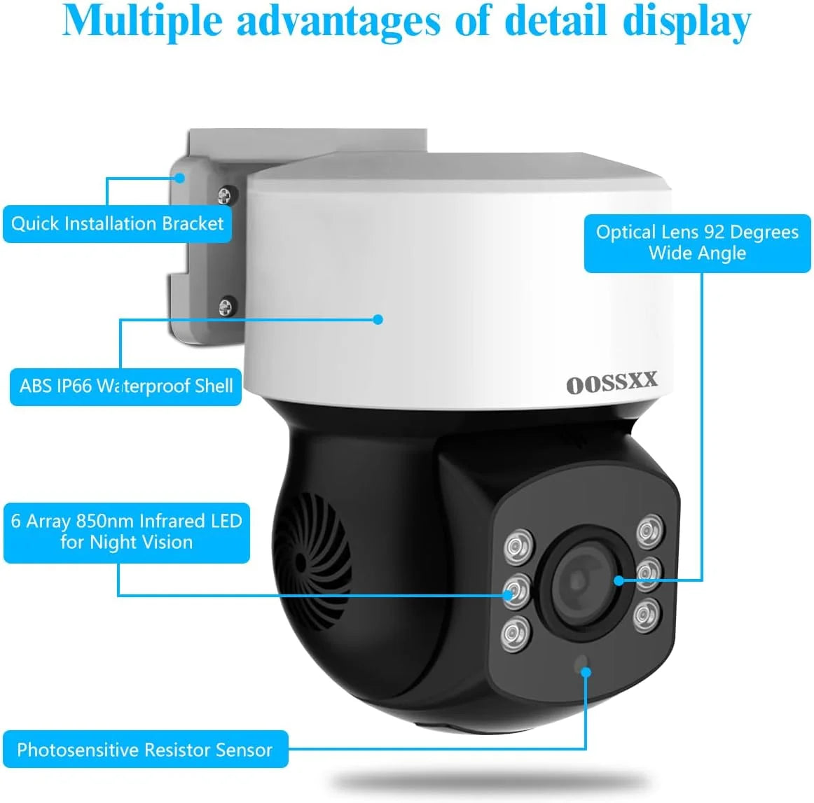 (360° PTZ Digital Zoom) Wired Security Camera System Outdoor Home Video Surveillance Cameras CCTV Camera Security System Outside Surveillance Video Gentlemen Indoor