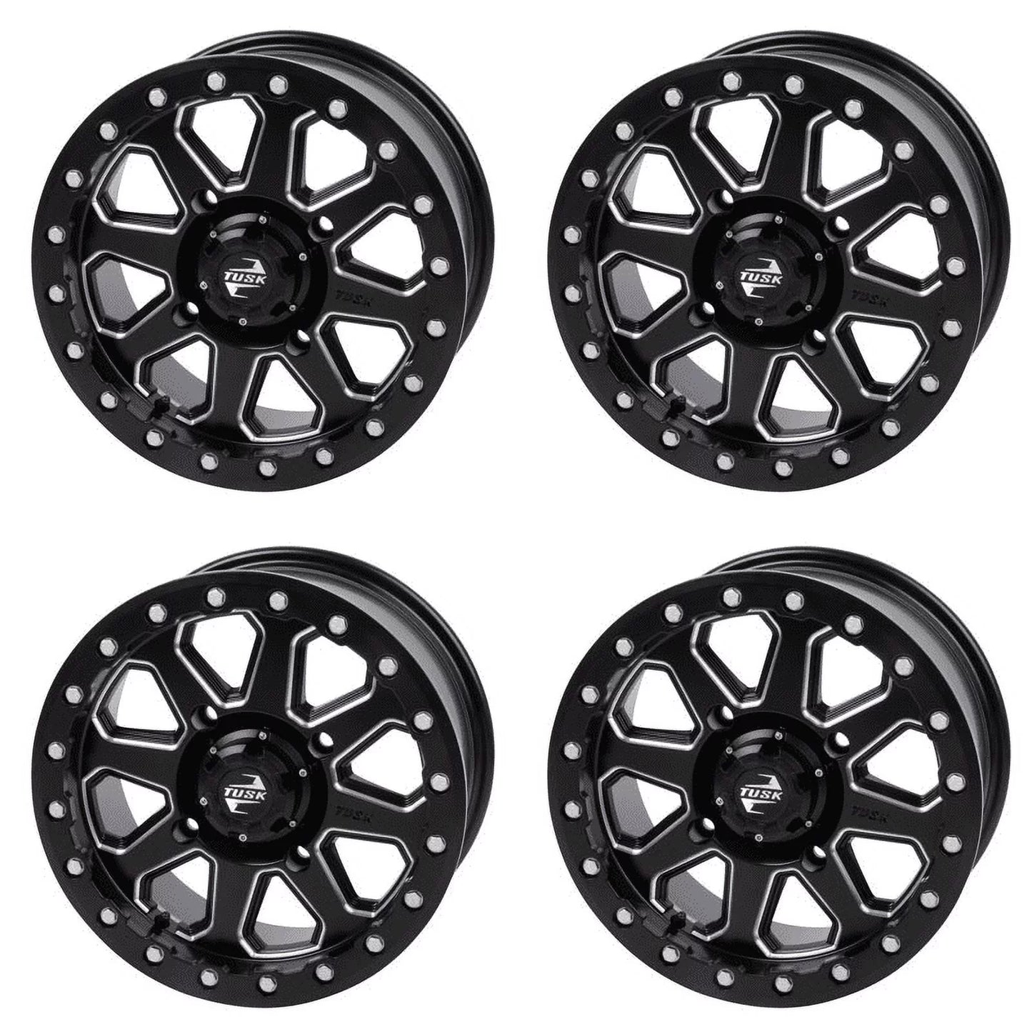 (4 Pack) 4/137 Tusk Uinta Beadlock Wheel 15X7 4.0 + 3.0 Dark For Can-Am Edge Hd10 Pro Dps 2020-2023