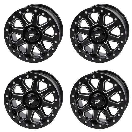 (4 Pack) 4/137 Tusk Uinta Beadlock Wheel 15X7 4.0 + 3.0 Dark For Can-Am Edge Hd10 Pro Dps 2020-2023