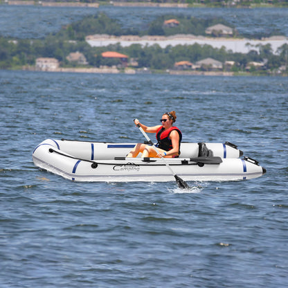 Zimtown 7.5 ft Adult Inflatable Fishing Boat, with Oars and Pump, Gray/White