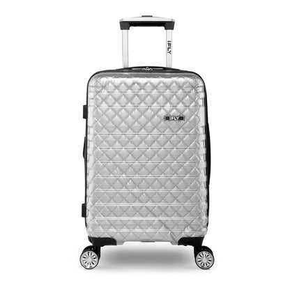 (2 pack) iFLY Hardside Spectre Versus Clear Carry-On Lugagge, 20", Silver