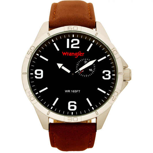 Wrangler 48mm Midnight Interface Brown Strap Watch