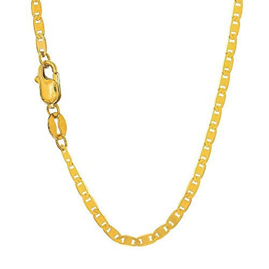 10k Solid Yellow Gold 2.3 mm Mariner Chain Anklet, Lobster Claw Clasp - 10 Inches, 1.7gr.