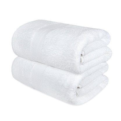 White Classic Luxury White Bath Towels - Large 30x56 Inch, 100% Cotton American Linen Big White Towels, 2-Pack Bathroom Sheets | Set of 2, White