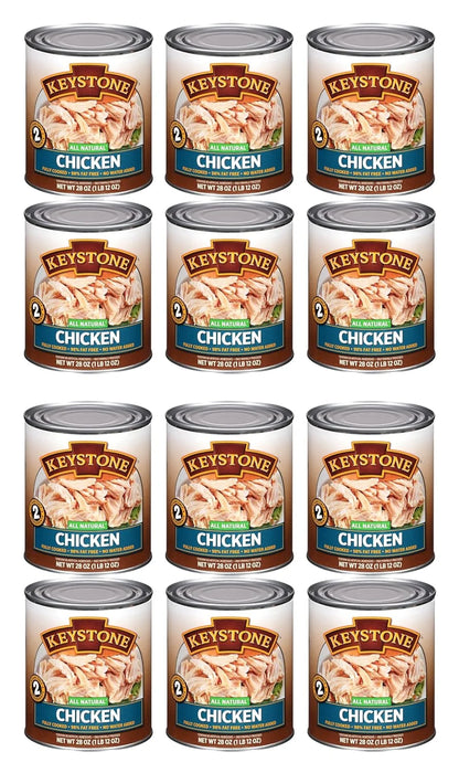 (12 Pack) Keystone All Natural Chicken 28 oz Can Emergency Survival Food For Camping Hiking and Backpacking Ready to Eat- Pack of 12 Cans