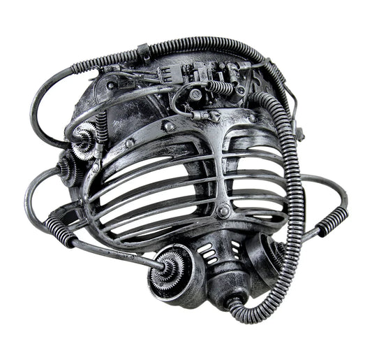 Zeckos Steampunk Submarine Diver Metallic Finish Full Face Mask - Silver