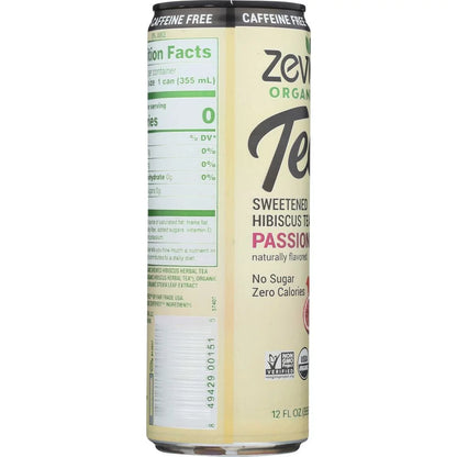 Zevia Organic Caffeine Free Passionfruit Sweetened Hibiscus Tea, 12 Fluid Ounce -- 12 per Case.